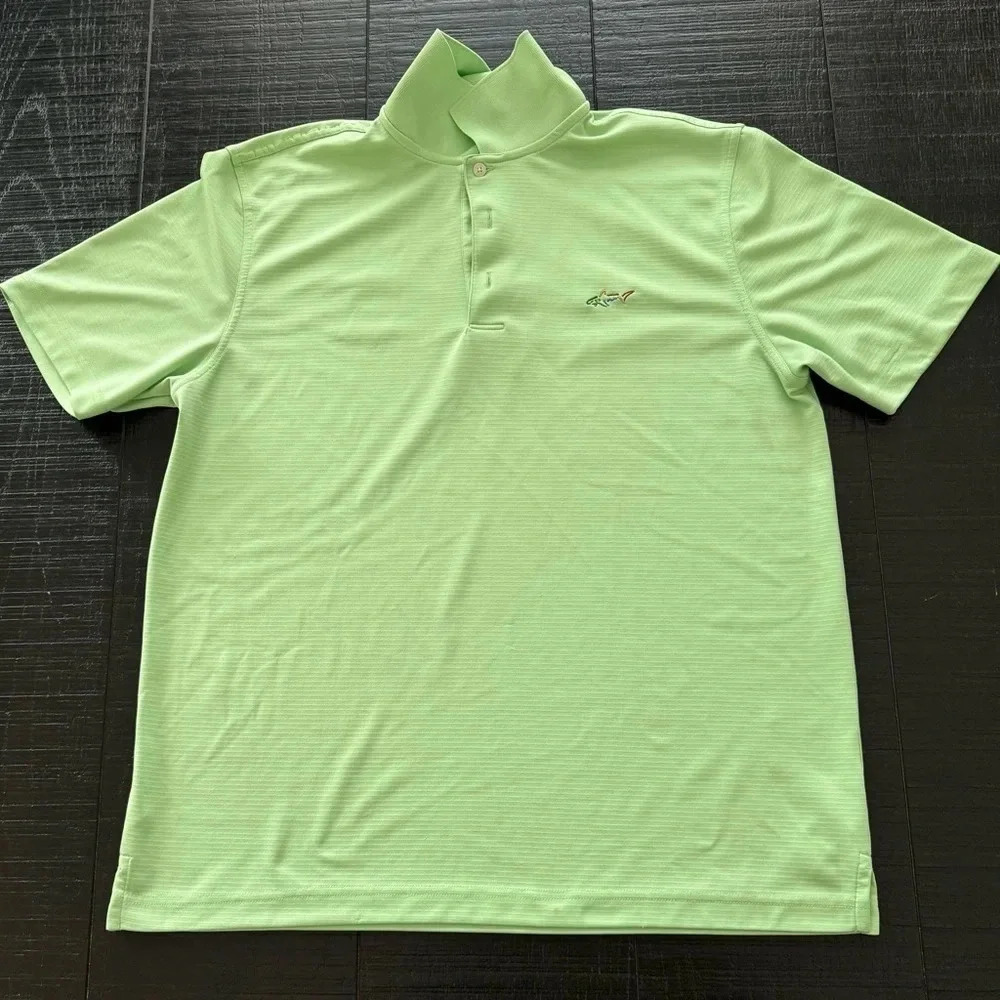 Greg Norman Shark Logo Green ripple Golf Polo Light Green Medium